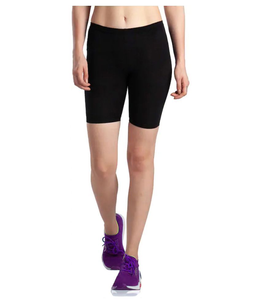     			eDESIRE Stretchable Cotton Lycra Cycling Yoga Workout Shorts for Women & Girls - Black