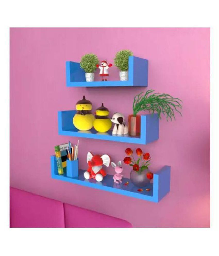 Floating Shelves Blue MDF Pack of 3 Buy