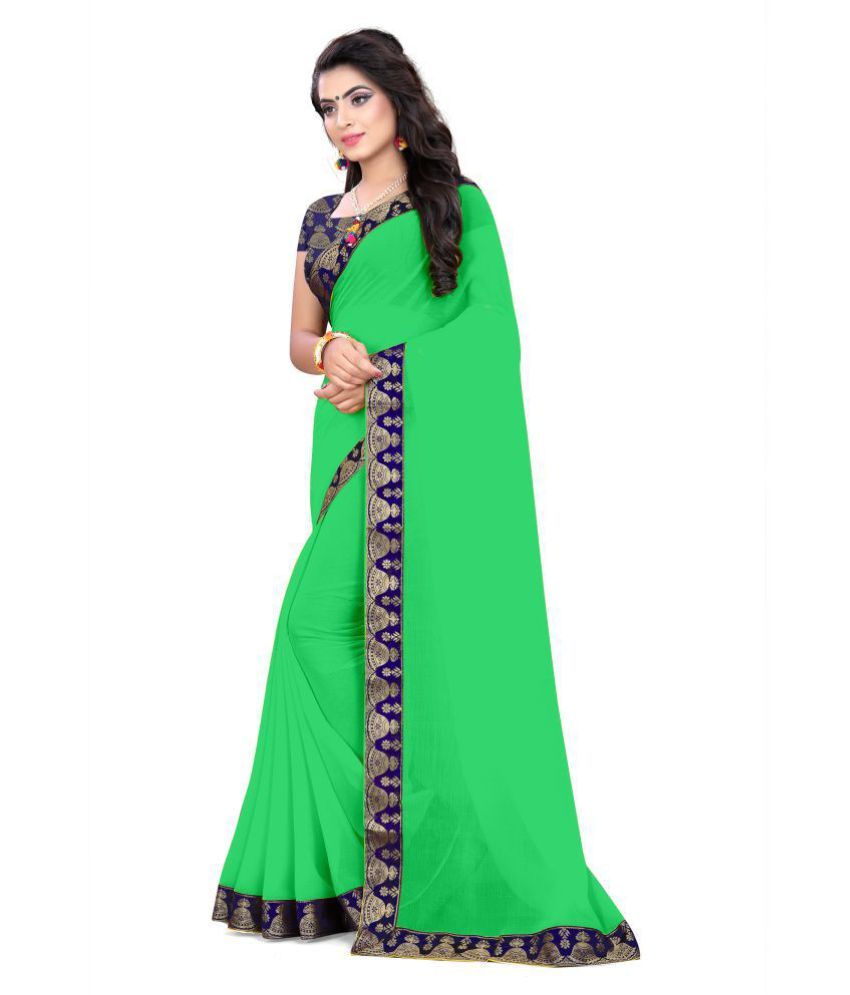 Kalpana Creation Green Chiffon Saree Buy Kalpana Creation Green
