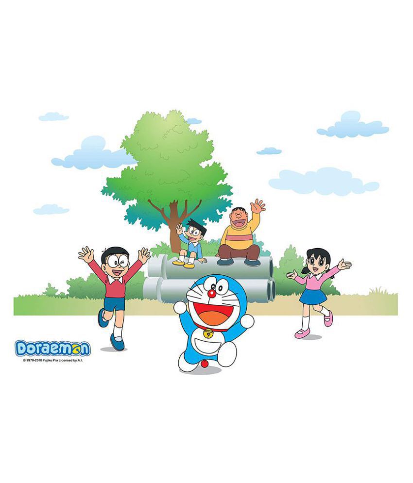 HOM DECOR Doraemon with Nobita Shizuka Takeshi and Suneo Cartoon Characters  Sticker ( 90 x 60 cms ) - Buy HOM DECOR Doraemon with Nobita Shizuka  Takeshi and Suneo Cartoon Characters Sticker (