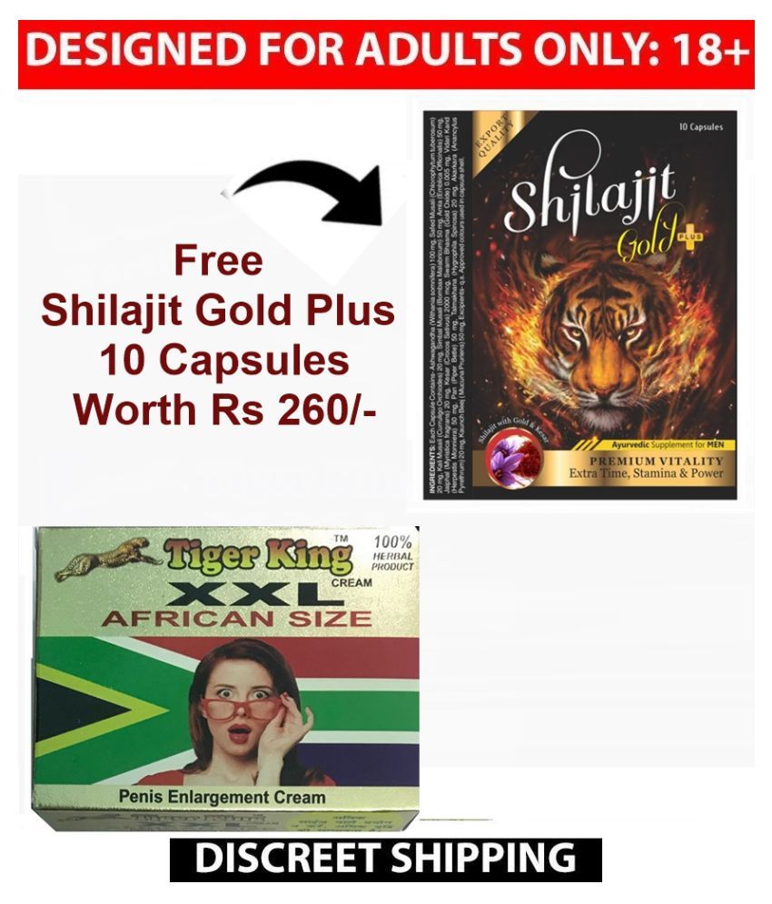 100 Original Tiger King XXL Penis Enlargement Cream 25gm x 2 Pieces & Get Free Shilajit Gold