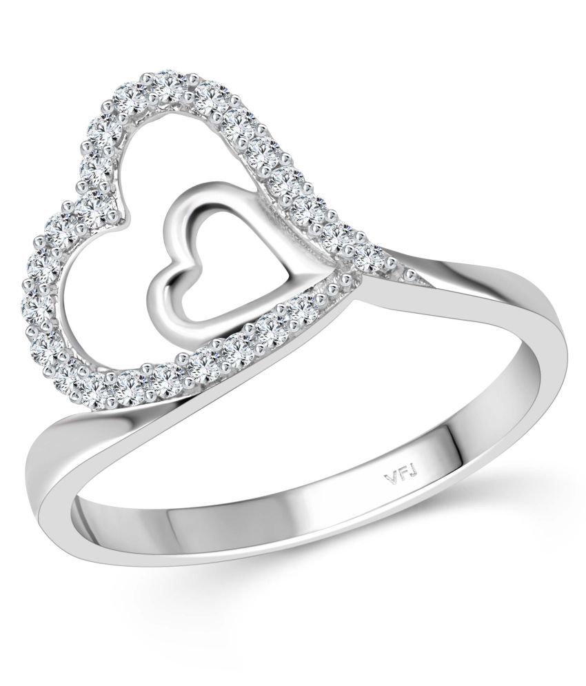     			Vighnaharta Enchanted Heart  CZ Rhodium Plated Alloy Ring for Women and Girls-[VFJ1510FRR16]