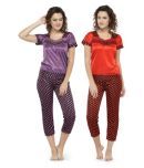 N-Gal Red and Purple Satin Nightsuit Set of 2