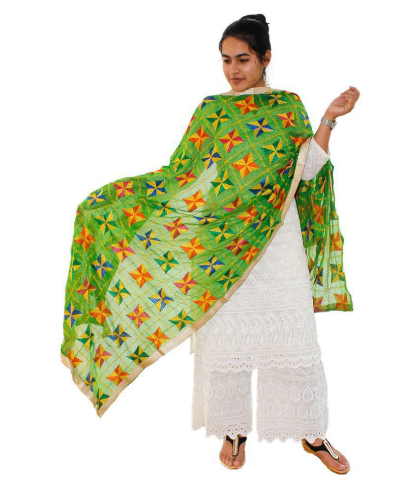 green phulkari dupatta online