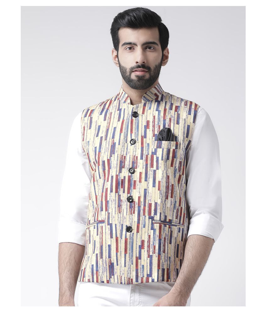     			Hangup Multi Cotton Blend Nehru Jacket