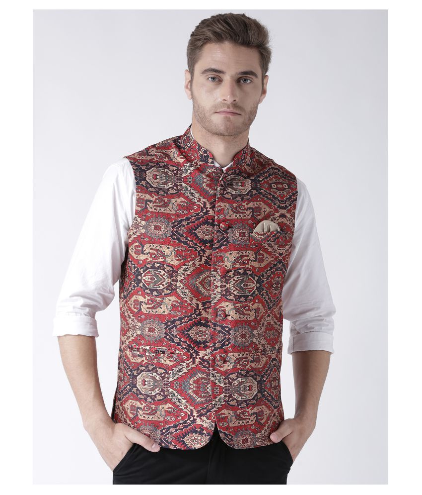     			Hangup Multi Cotton Blend Nehru Jacket