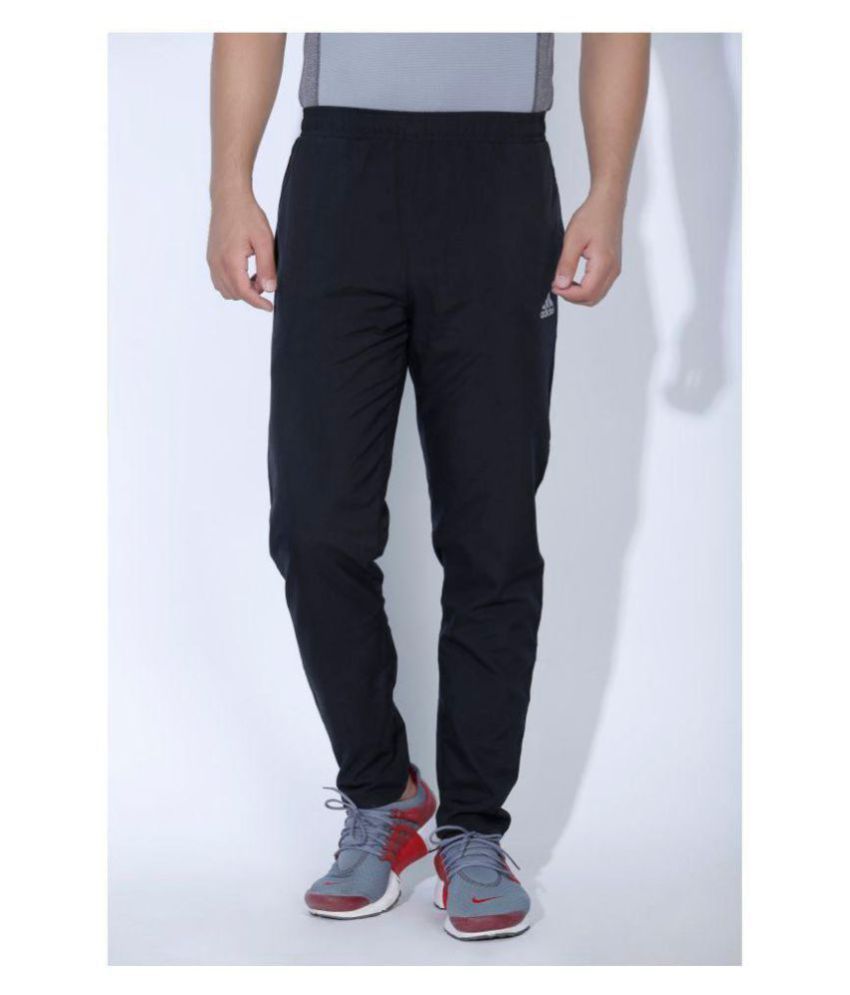 adidas black polyester lycra trackpants