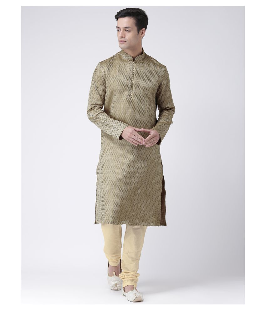     			Deyann Brown Silk Kurta Pyjama Set