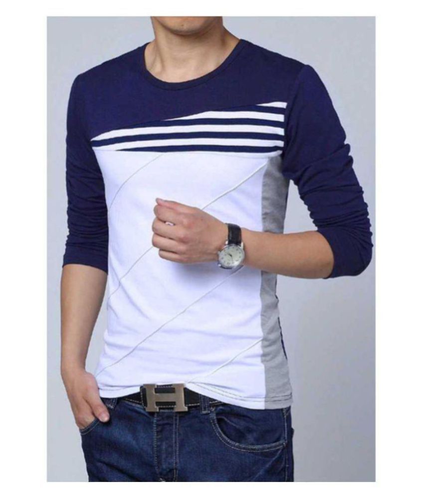 Try This 100 Percent Cotton Blue Striper T-Shirt - Buy Try This 100 ...