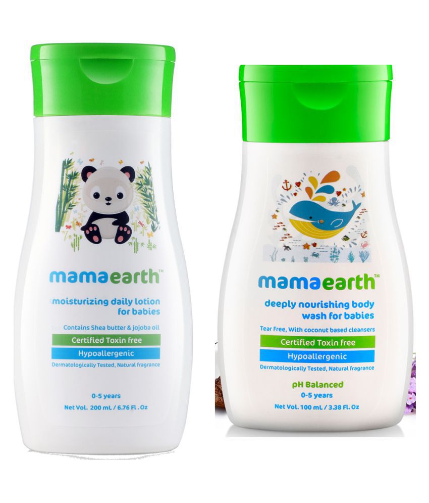 Mamaearth Daily Moisturizing Baby Lotion, 200ml änd nourishing wash for babies (100 ml, 0-5 Yrs)