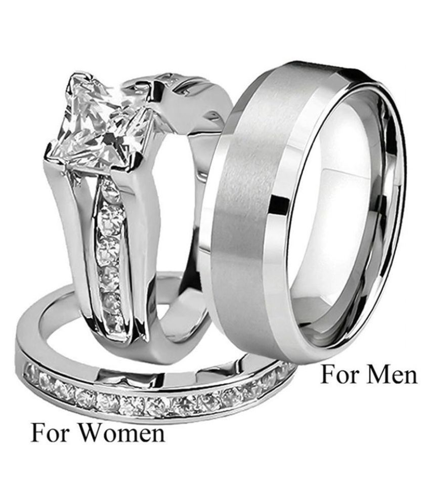 2 pc real 925 sterling silver Women's Weddings crown princess ring Sz 4-11.5