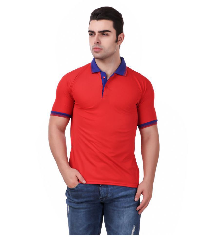     			KETEX Polyester Cotton Red Plain Polo T Shirt