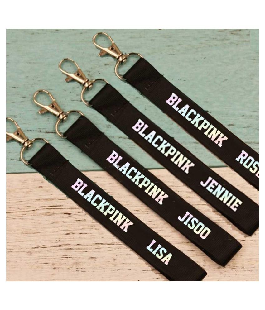 KPOP BLACKPINK Laser Lanyard Keychain LISA JISOO Name Cellphone Holder ...