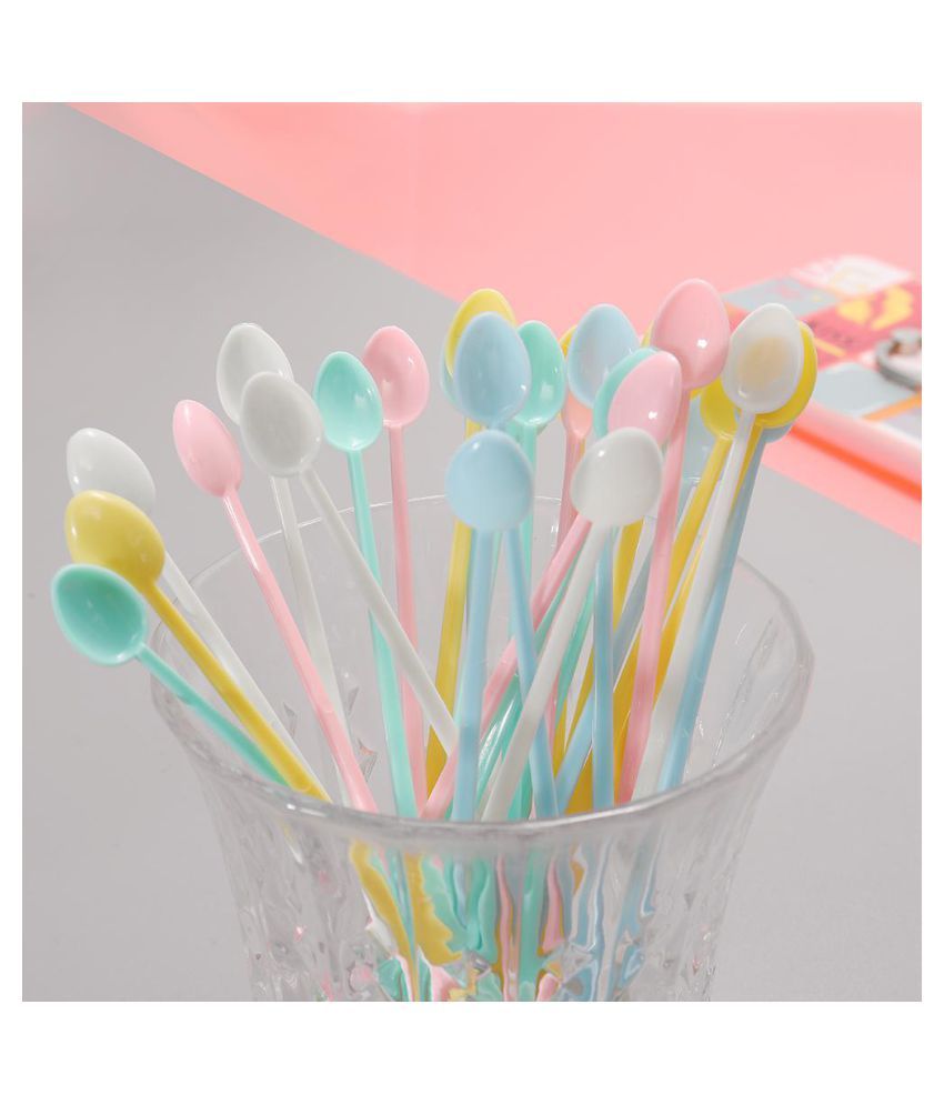30Pcs/Set Plastic Mini Coffee Stirrer Spoon For DIY Slime Handmade Art Project Tools Drinking