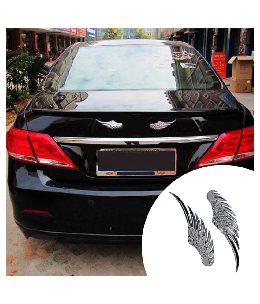 1 Pair 3d Solid Metal Wings Pattern Car Exterior Styling Stickers