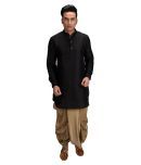 Deyann Black Silk Blend Dhoti Kurta Set