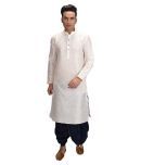 Deyann White Silk Blend Dhoti Kurta Set