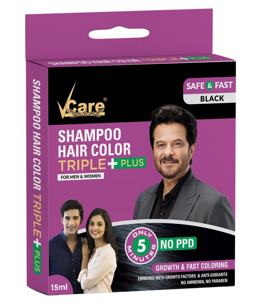 Vcare Shampoo Hair Color Temporary Hair Color Black 15 Ml Pack Of
