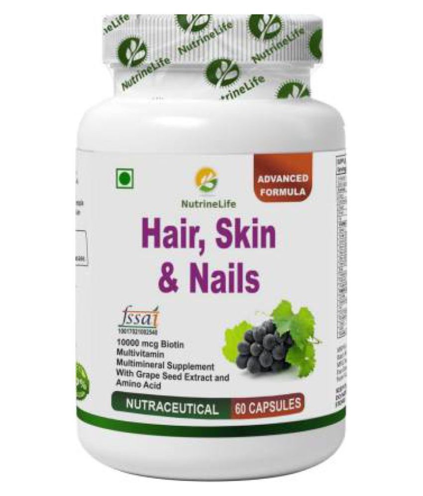 Nutrinelife Biotin 10000 Mcg Hair Skin And Nail Supplement With