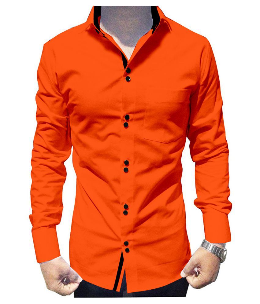     			SUR-T 100 Percent Cotton Orange Solids Shirt