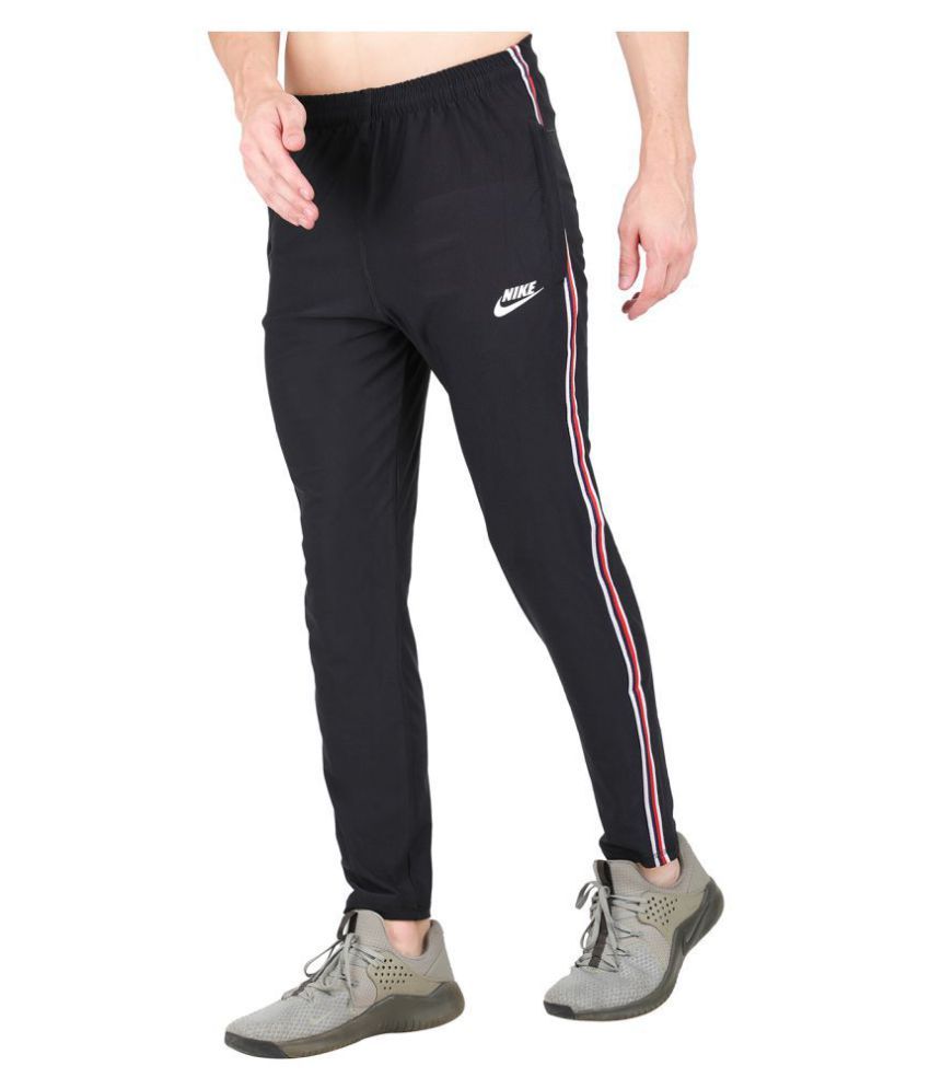 nike black polyester lycra trackpants