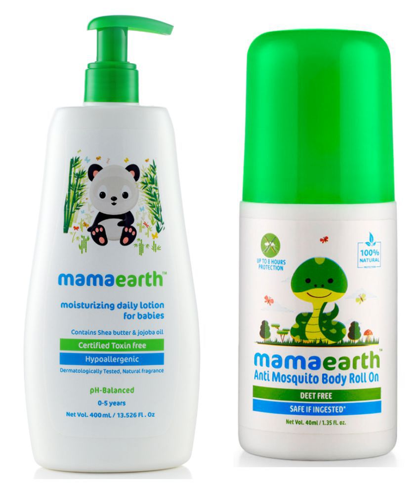 Mamaearth Daily Moisturizing Baby Lotion, 400ml änd Natural Anti Mosquito Body Roll On, 40ml