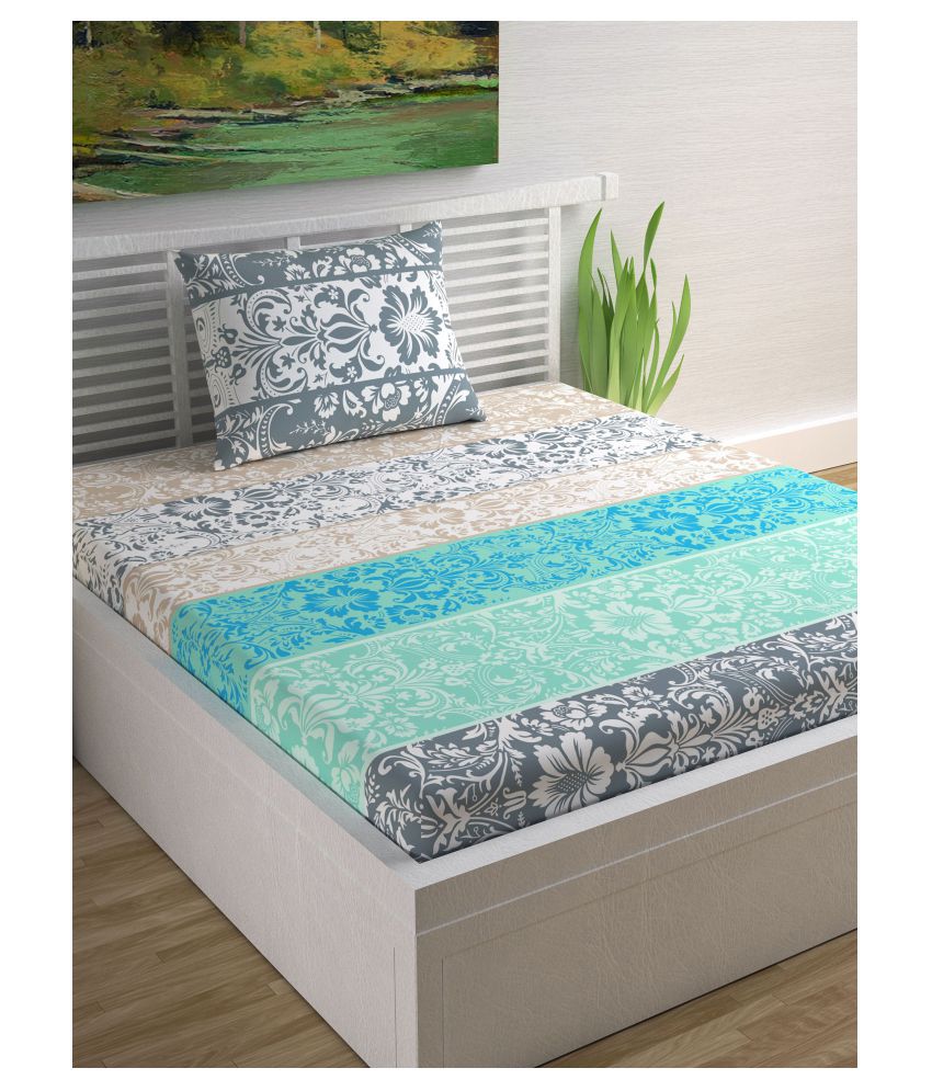     			DIVINE CASA Cotton Single Bedsheet with 1 Pillow Cover ( 220 cm x 140 cm )