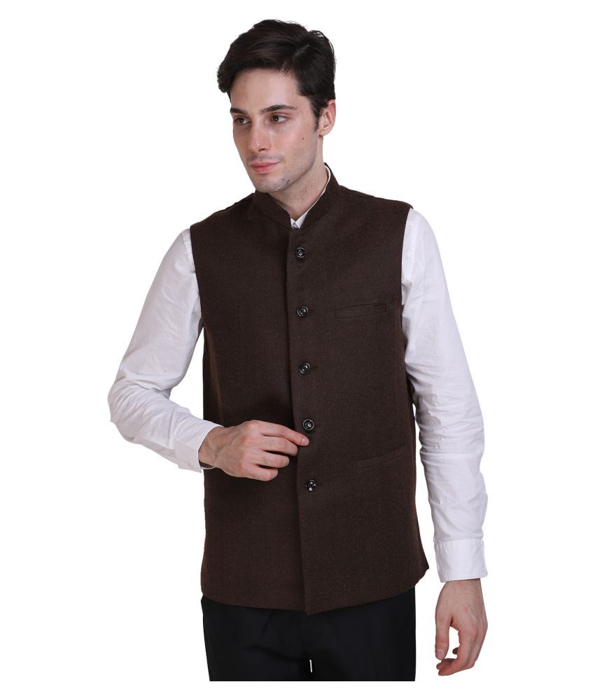 Narvey Dark Green Woollen Nehru Jacket - Buy Narvey Dark Green Woollen ...