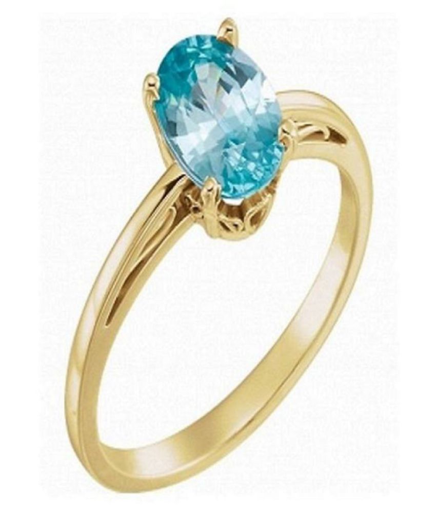 CEYLONMINE - Natural Blue Topaz 5.25 Carat Gemstone Gold Plated Ring ...