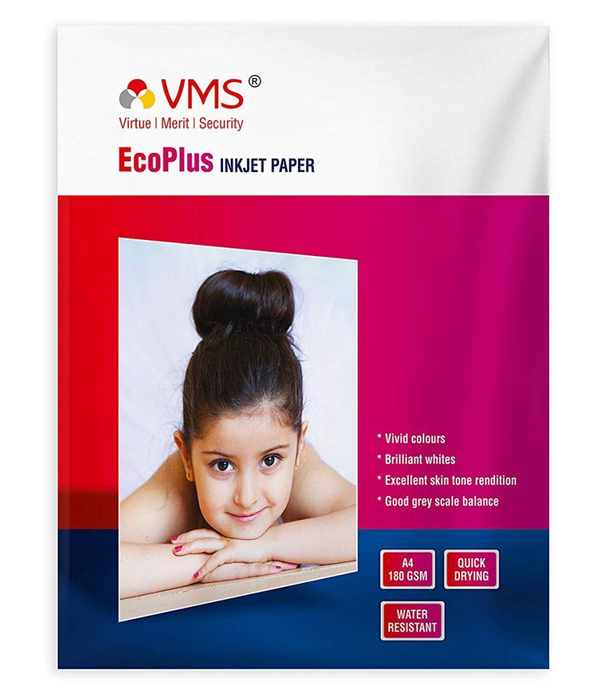Buy VMS Eco Plus 180 GSM Photo Paper Water Resistant Quick Drying High