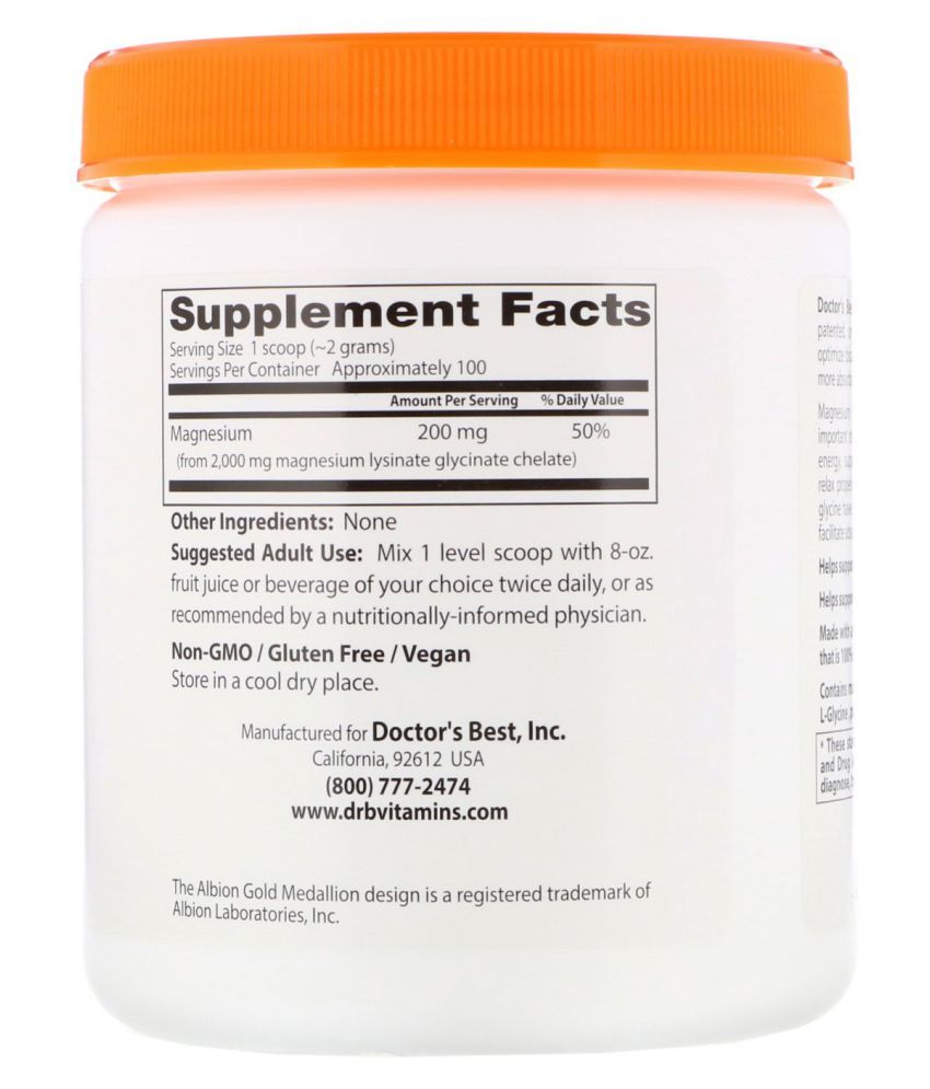 Doctor's Best High Absorption Magnesium Powder 200 gm Vitamins Powder