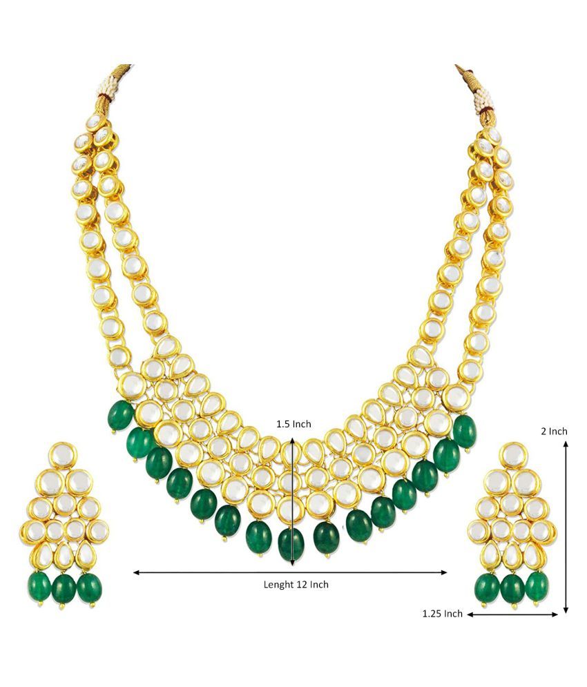Peora Brass Green Princess Traditional Gold Plated Necklaces Set Buy