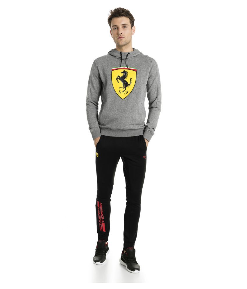 puma black polyester lycra trackpants