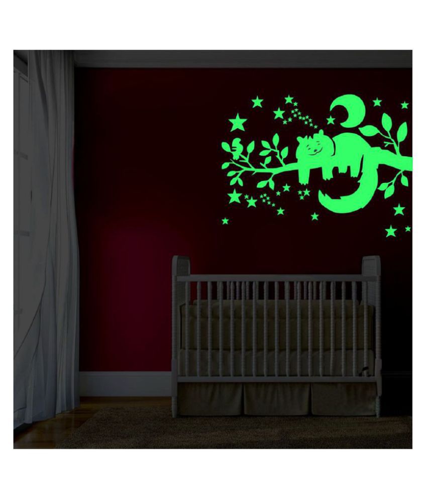     			Sticker Studio SLEEPING CAT Night Glow Wall Sticker Moon & Stars Glow in the Dark Sticker ( 35 x 45 cms )