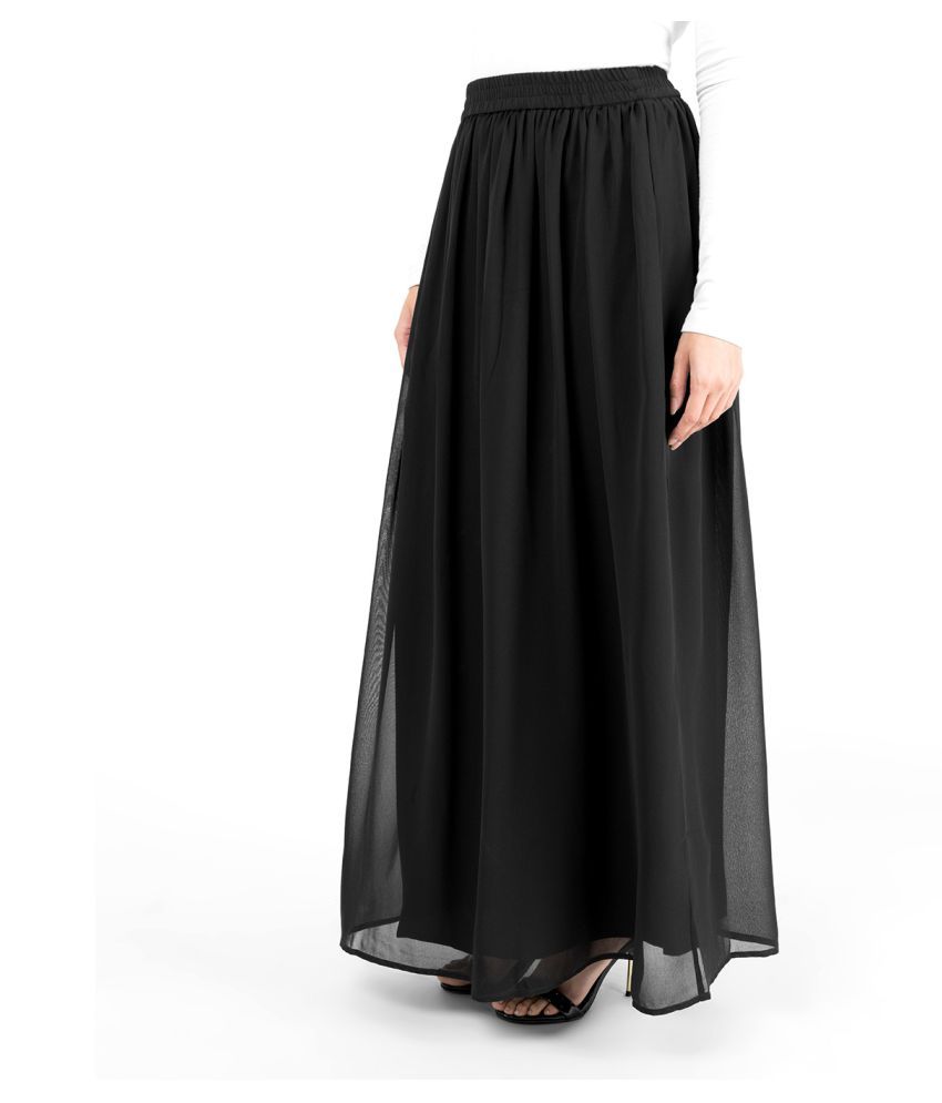 Long black georgette skirt Clearance