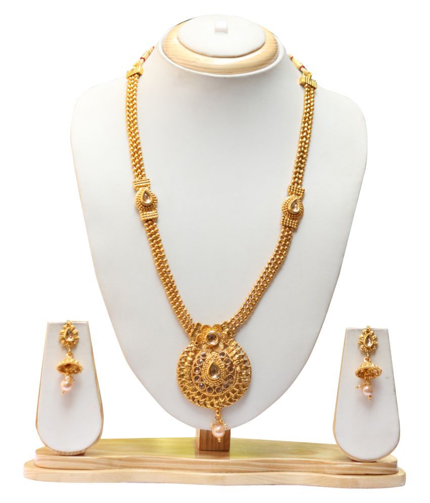 Alloy Golden Choker Designer 14 kt Gold Plated Necklaces Set