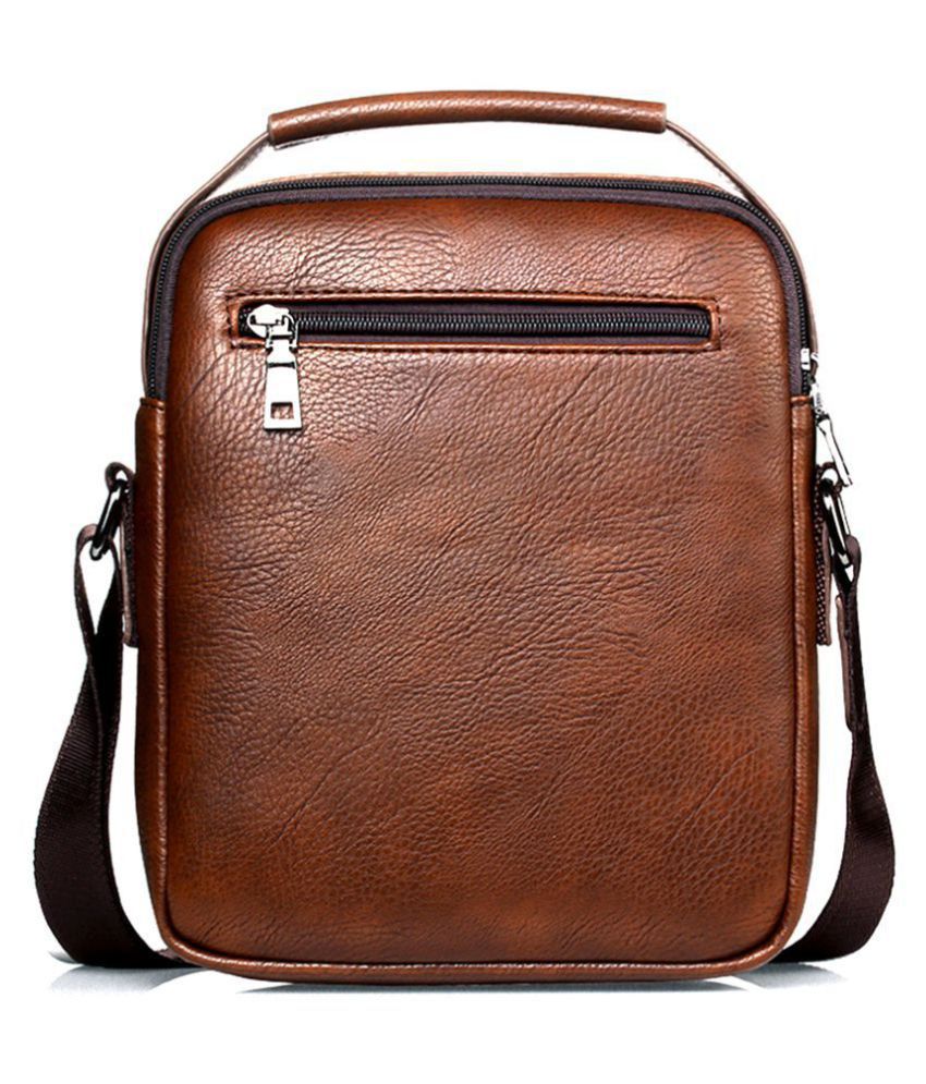 Globepanda Men's shoulder Brown Leather Office Bag - Buy Globepanda Men ...