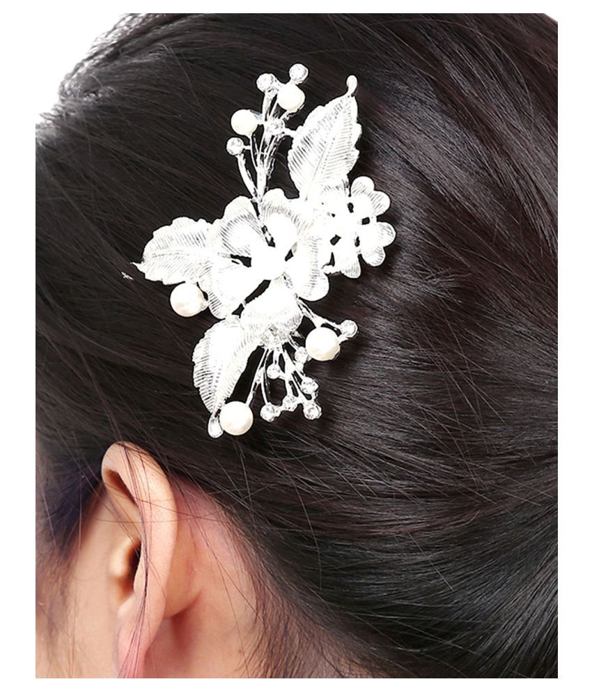 Priyassi Party Wear Sliver Floral Stone Hair Clip for Girls & Women Hair  Accessories: Buy Priyassi Party Wear Sliver Floral Stone Hair Clip for  Girls & Women Hair Accessories Online in India
