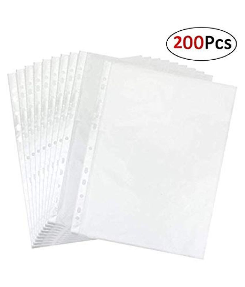 200 Pcs Sheet Page Protectors Office Document Sleeves Plastic Binder Photo Clear