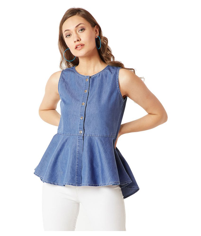     			Miss Chase - Blue Denim Women's Asymmetrical Top ( Pack of 1 )