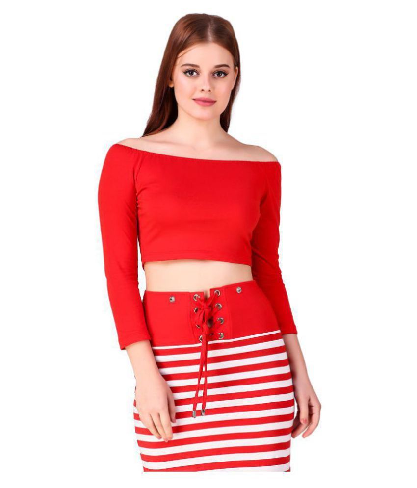 red cotton crop top