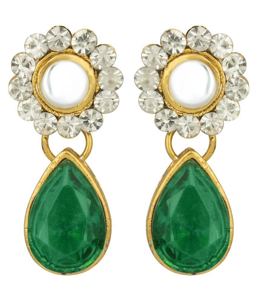 Peora Brass Green Matinee Designer Gold Plated Necklaces Set Buy