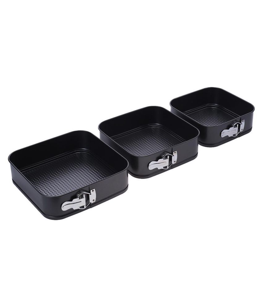 NEW 3PC NON STICK SPRINGFORM CAKE PAN BAKING BAKE SQUARE TRAY TINS Buy