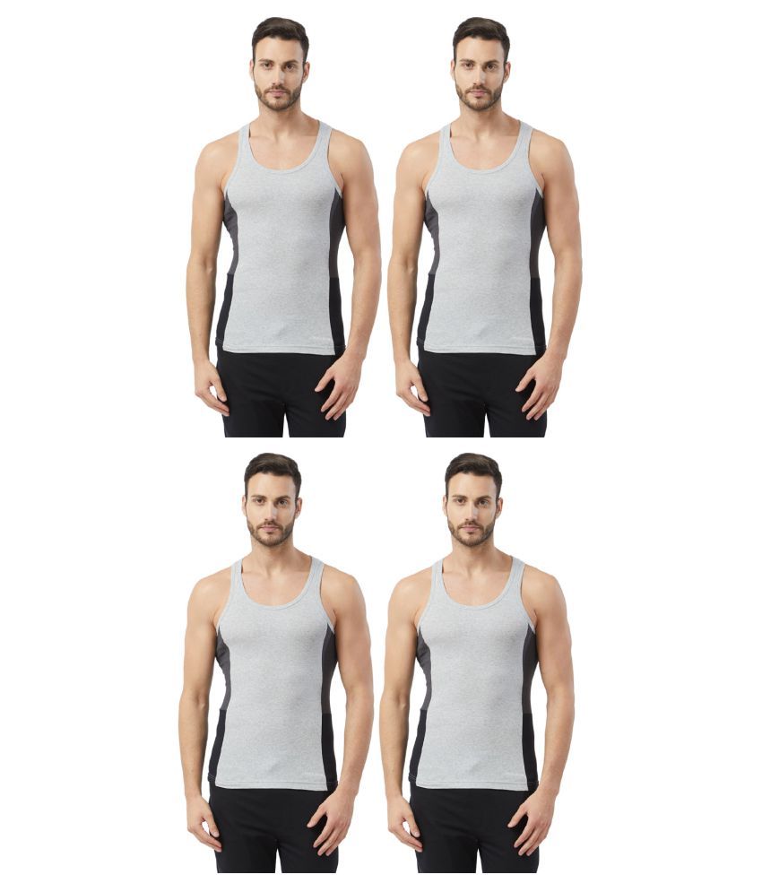     			Fruit Of The Loom Grey Sleeveless Vests Pack of 4