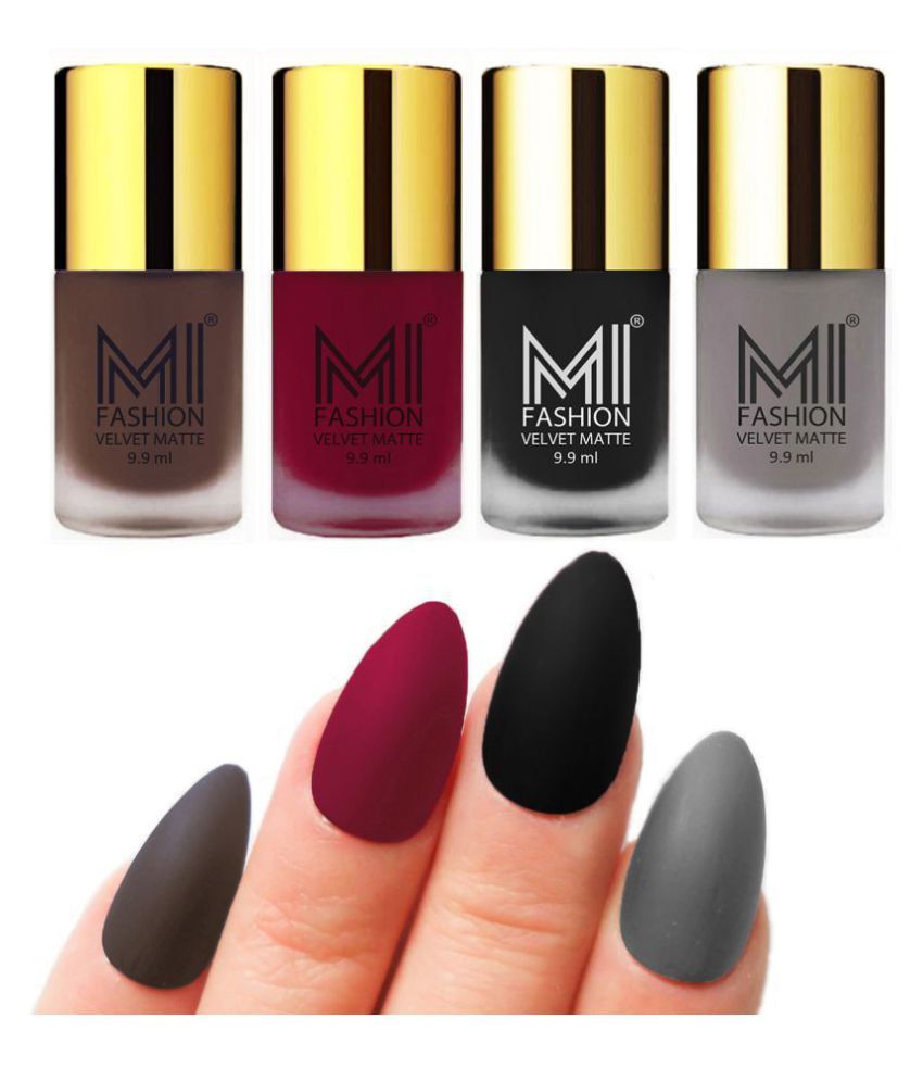     			MI FASHION Matte Nail Paint Set Combo Mauve Nail Polish Black,Coffee Grey Matte Pack of 4 40 mL