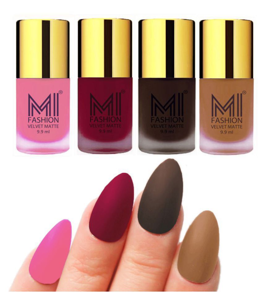     			MI FASHION Matte Nail Paint Set Combo Mauve Nail Polish Dark Brown,Nude Pink Matte Pack of 4 40 mL