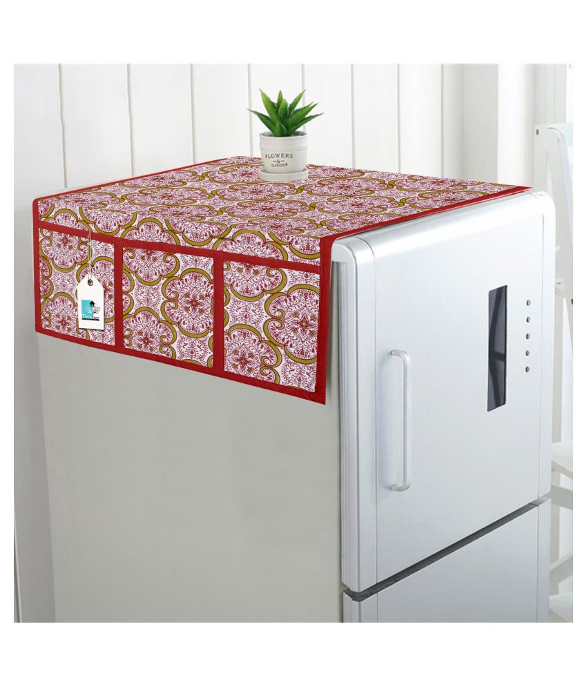 DECOTREE® Single Cotton Red Fridge Top Cover