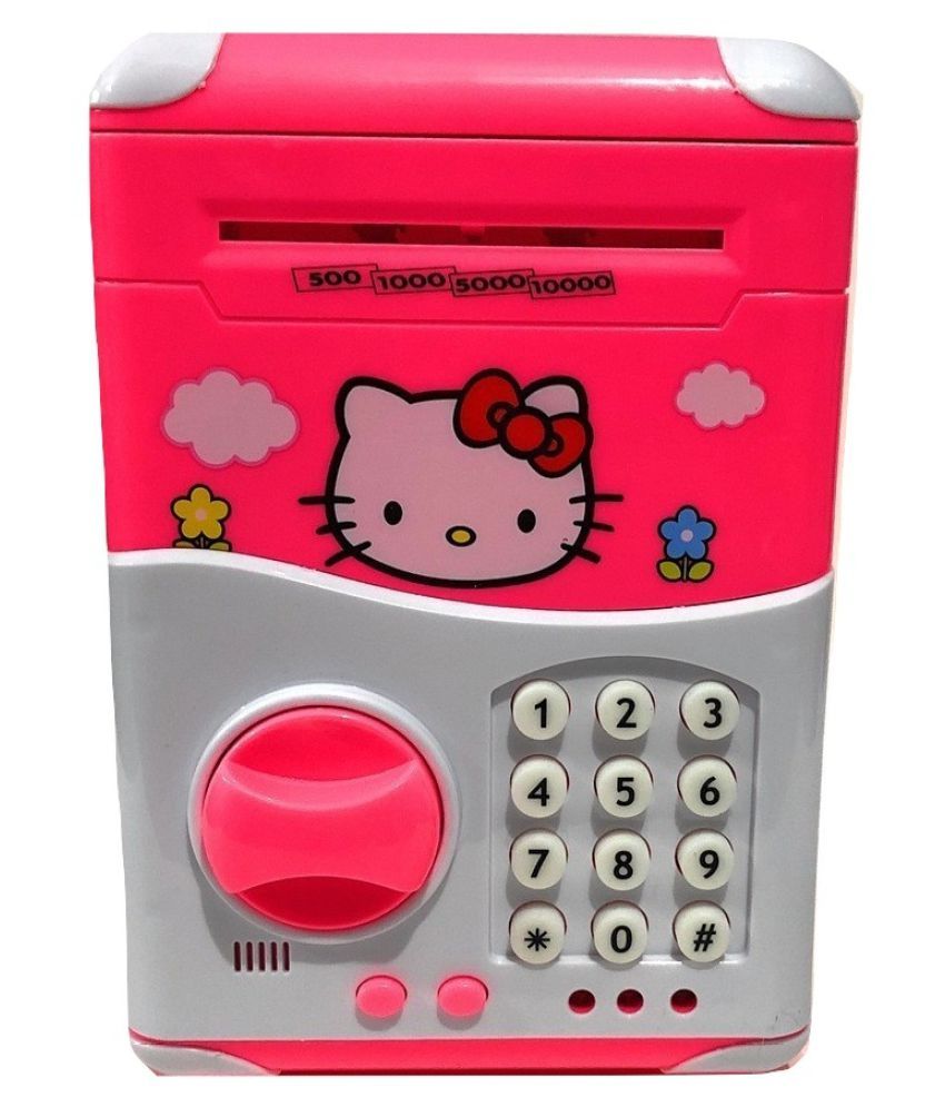 aurawings in hello kitty bank atm with special electronic code password battery operated keypad lock with changeable password safe way to keep