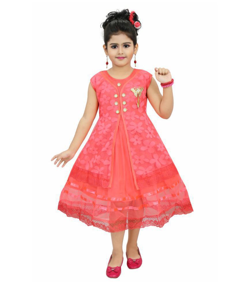 Chandrika girls midi knee Length peach sleeveless party dress - Buy ...