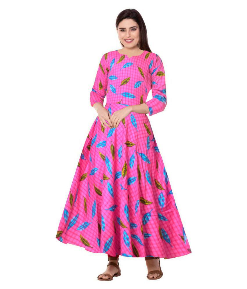 KHUSHI PRINT Rayon Pink A- line Dress - Buy KHUSHI PRINT Rayon Pink A- line  Dress Online at Best Prices in India on Snapdeal